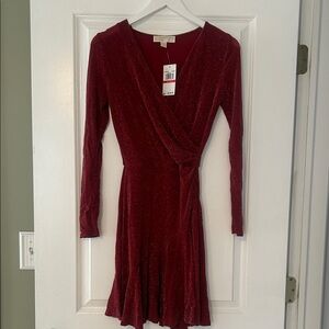 Michael Kors Sparkling Red Long Sleeve Dress